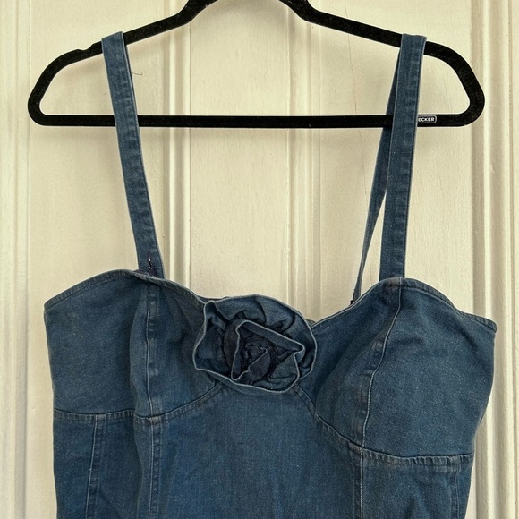 Anthropologie Porridge Denim Rosette Chambray Mini Dress - Picture 5 of 8